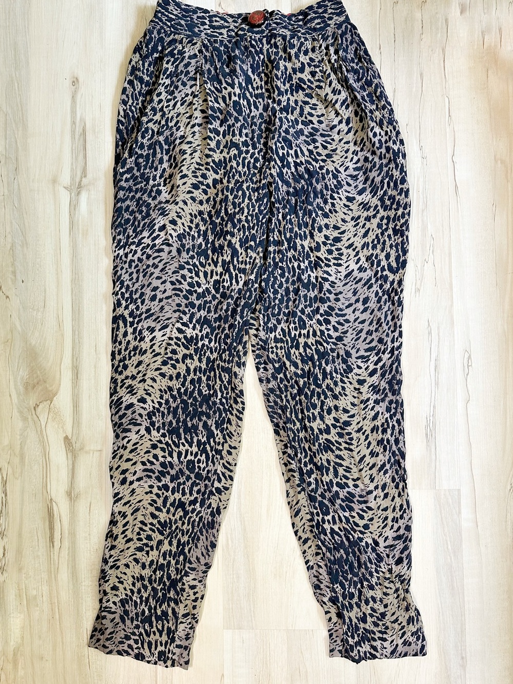 Vintage Animal Print High-Waist Pants